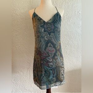 100% Silk Made in USA Paisley Slip Dress